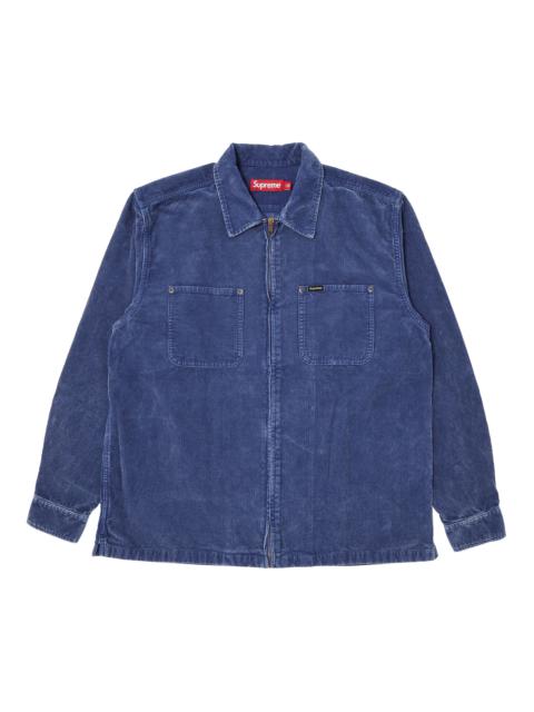 Supreme Washed Corduroy Zip Up Shirt 'Blue'