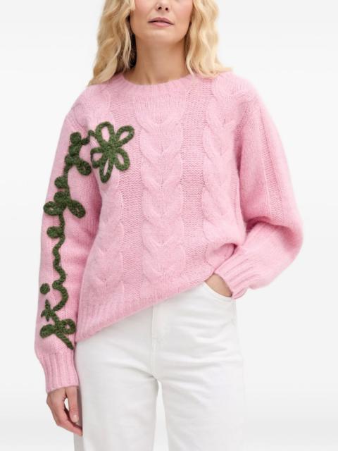 STINE GOYA floral cable-knit sweater