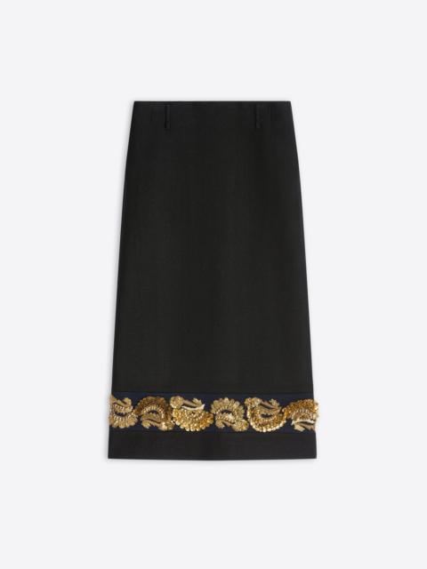 Dries Van Noten LONG EMBROIDERED WOOL SKIRT