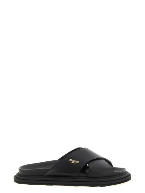 Moschino Leather Sabots With Logo