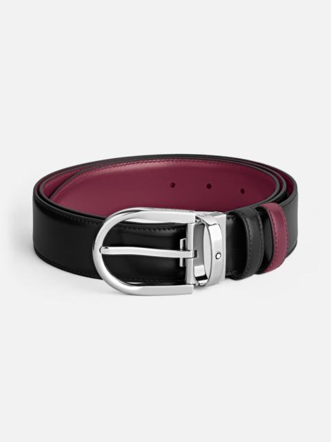 Montblanc Horseshoe buckle black/cassis 35mm reversible leather belt