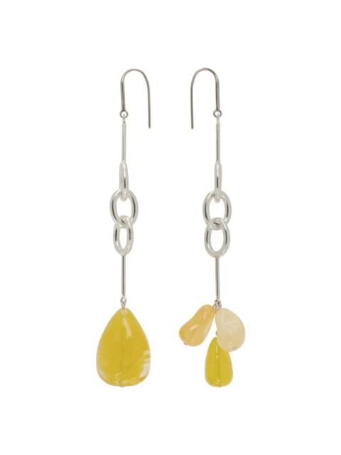 Silver & Yellow Charm Earrings