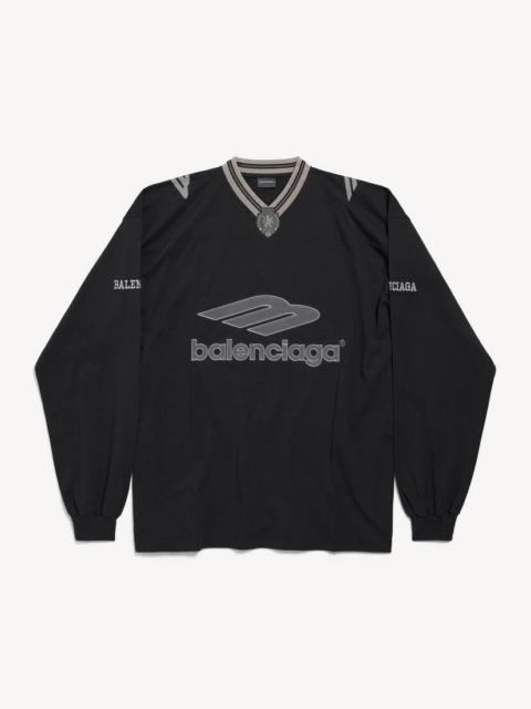 BALENCIAGA Men's 3b Football Long Sleeve V-neck T-shirt in Black/anthracite