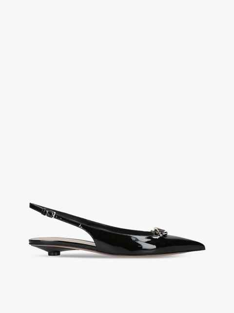 VLogo Moon patent-leather slingback courts