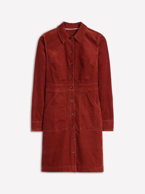 BODEN Flora Cord Shirt Dress-Cognac