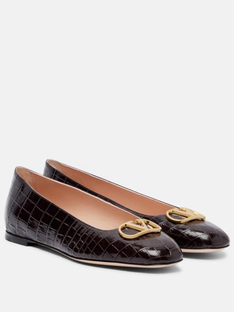 Valentino VLogo croc-effect leather ballet flats