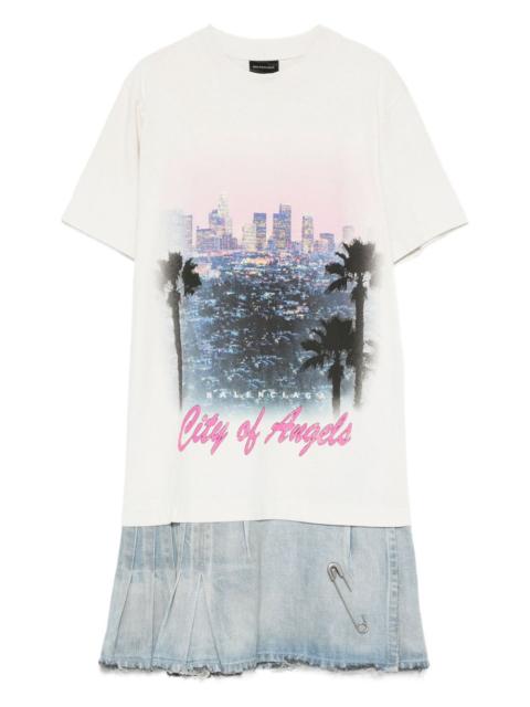 BALENCIAGA graphic-print layered mini dress