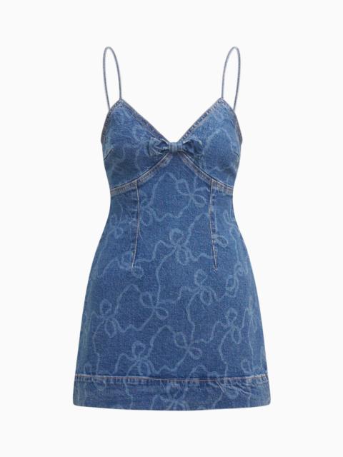LoveShackFancy Solina Denim Bow Mini Dress