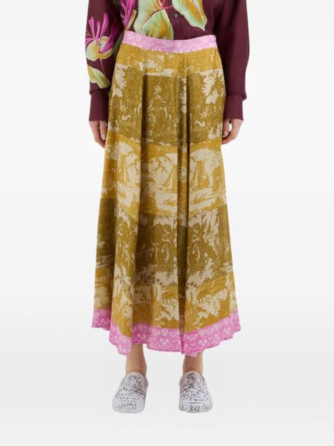 Pierre-Louis Mascia Aloe panelled print skirt