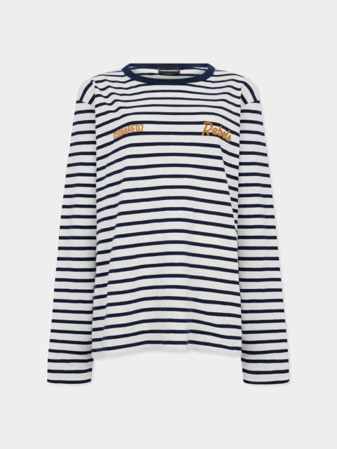 DSQUARED2 STRIPED BREEZY FIT T-SHIRT