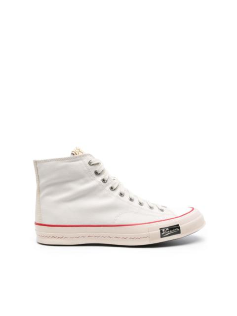 leather contrast canvas sneakers