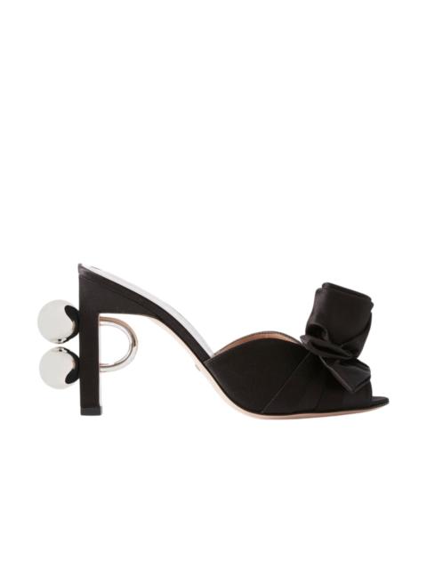 Shawana Satin Flower Mules in Black