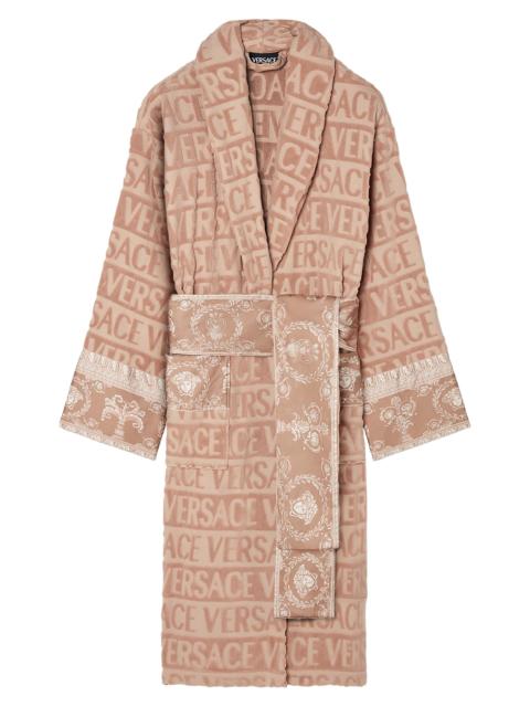 VERSACE Men's I Heart Baroque Cotton Terry Bathrobe - Warm Taupe