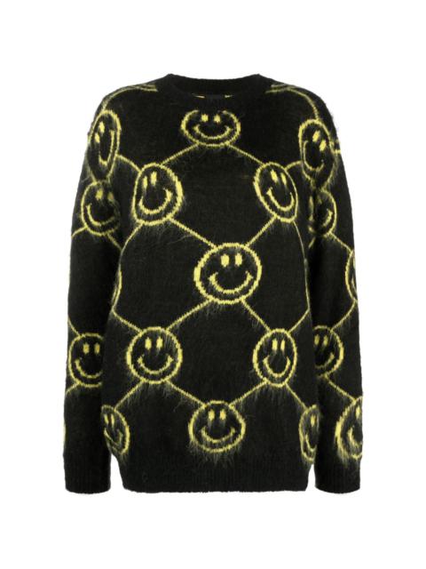 smiley-face intarsia-knit jumper