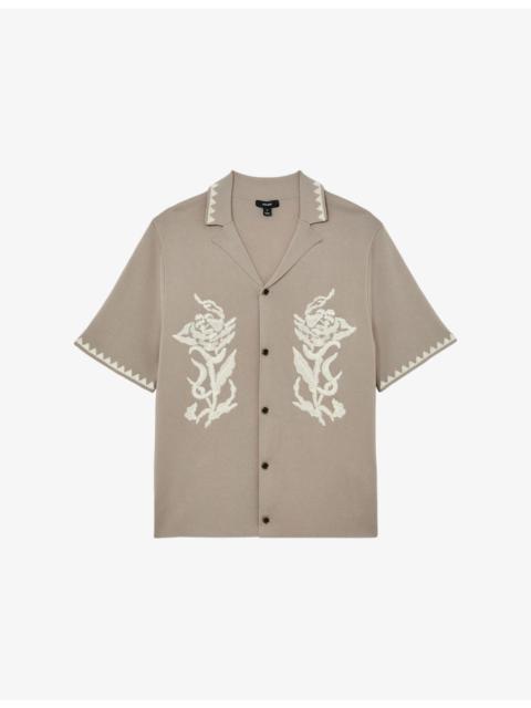 REISS Folia Embroidered Knitted Shirt