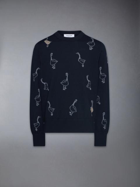 Thom Browne GEESE INTARSIA MERINO WOOL RELAXED FIT PULLOVER