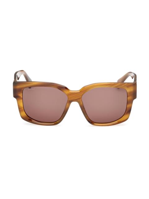 Max Mara Women's Glimpse-7 54MM Square Sunglasses - Shiny Striped Brown