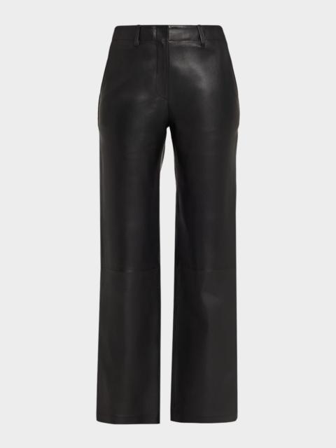 Theory Straight-Leg Lambskin Leather Pants