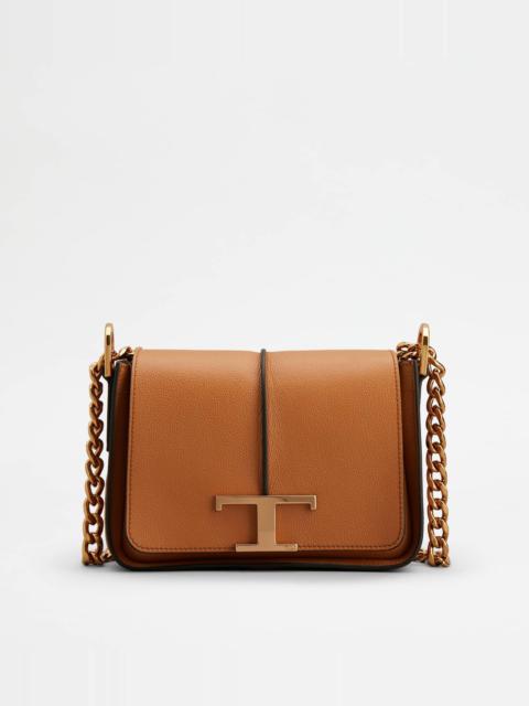Tod's T TIMELESS CROSSBODY BAG IN LEATHER MINI - BROWN