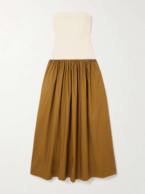 ESSE Studios Duo strapless stretch-knit and organic cotton-poplin maxi dress Brown