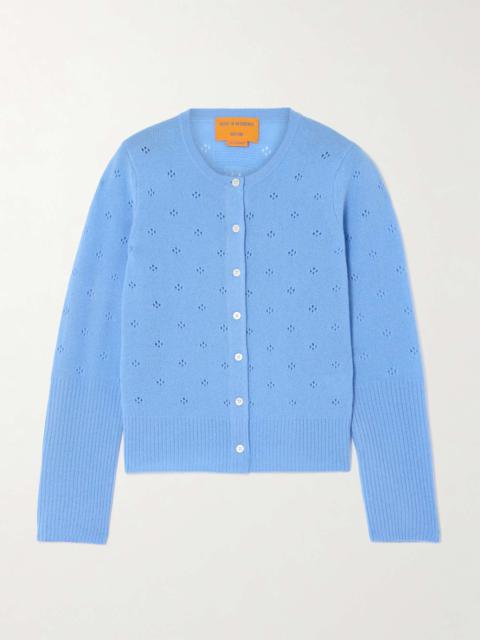 GUEST IN RESIDENCE Jane pointelle-knit cashmere cardigan Sky blue