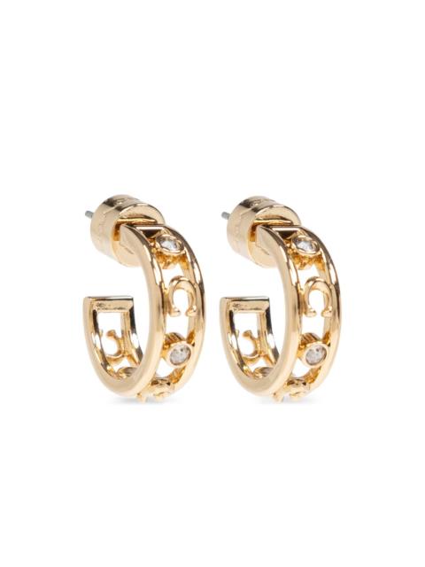 COACH crystal-embellished hoop earrings