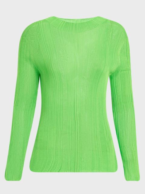 GABRIELA HEARST Aveda Mock-Neck Silk Plisse Knit Sweater
