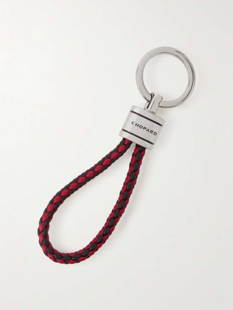 Chopard Braided Leather and Silver-Tone Keyring