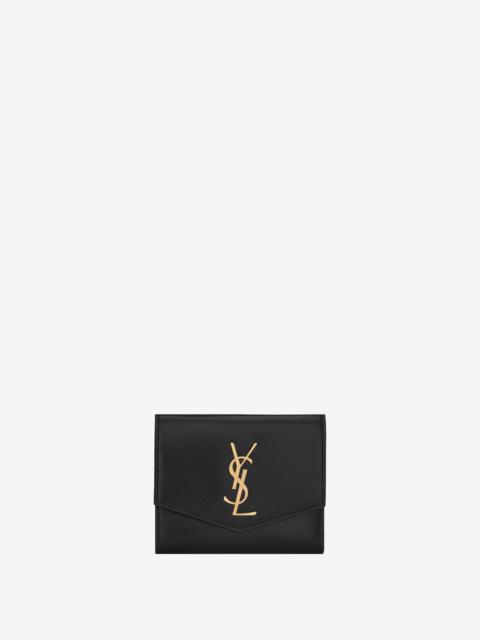 SAINT LAURENT uptown compact wallet in shiny smooth leather