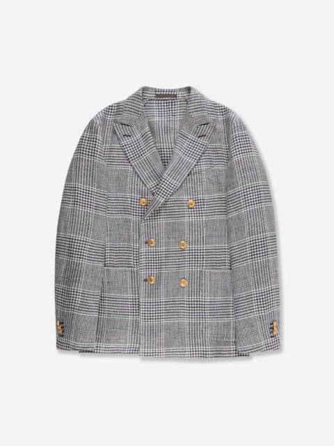 SLOWEAR Regular fit linen and silk double-breasted jacket