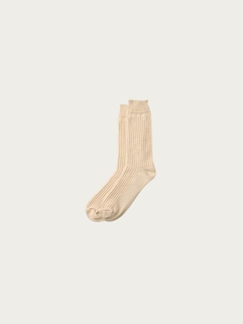 ROTOTO® Cotton Waffle Crew Socks - Raw Beige