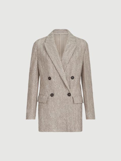 Brunello Cucinelli Dazzling chevron embroidery blazer in sparkling mohair and wool