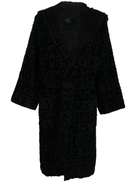 logo-print hooded robe