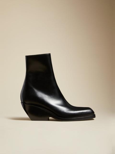 KHAITE The Hooper Ankle Boot in Black Leather