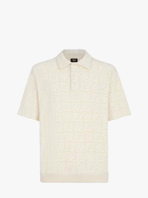 FENDI White cotton polo shirt