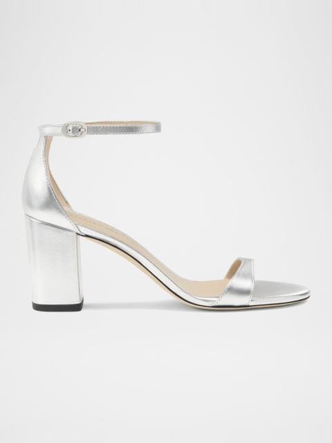 Stuart Weitzman Nudist II Leather Ankle-Strap Sandals