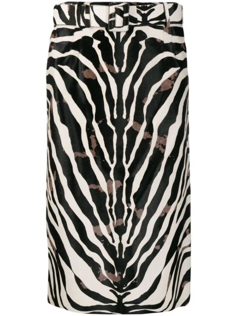 Tod's zebra print calf hair skirt