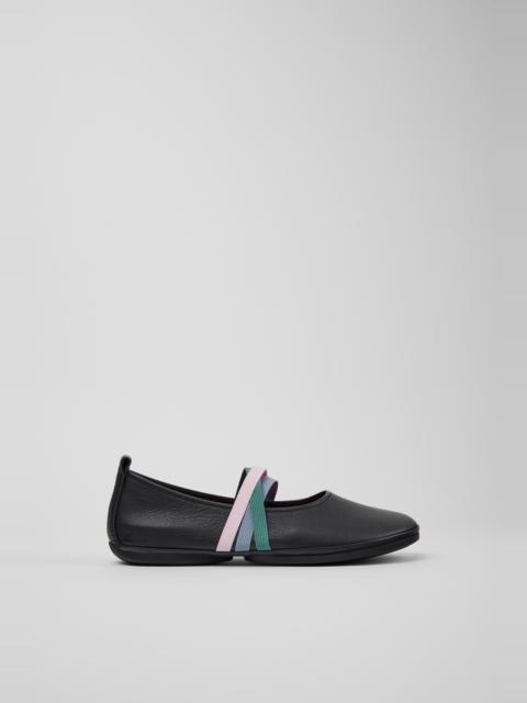 CAMPER Twins Black Leather Ballerinas for Women.