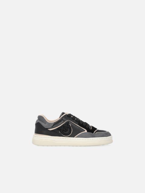 PINKO FLAT LEATHER SNEAKERS WITH EMBROIDERED LOGO