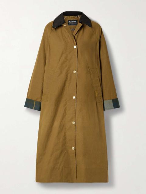 Barbour Ettie corduroy-trimmed waxed-cotton jacket Light brown
