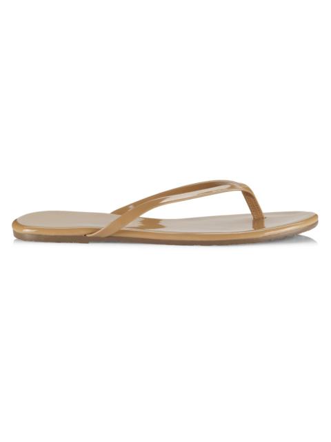 TKEES Women's Foundations Gloss Patent Leather Flip Flops - Coco Butter