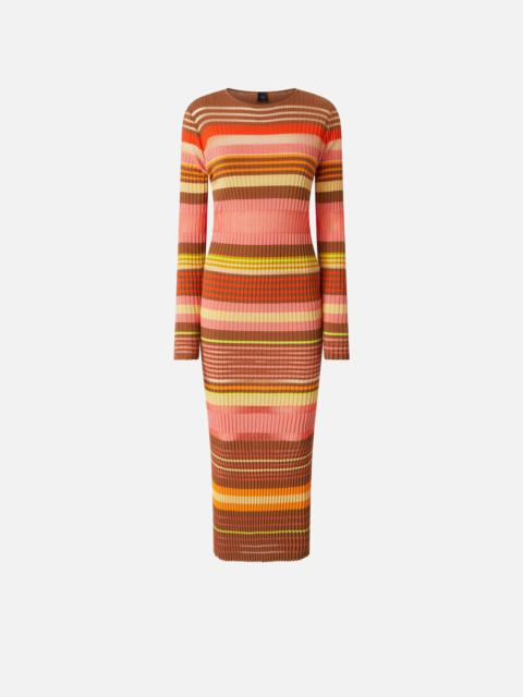 PINKO LONG KNIT DRESS WITH COLORED STRIPES