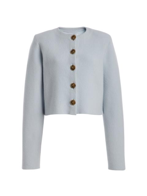 BRANDON MAXWELL The Ryder Cropped Virgin-Wool Jacket light blue