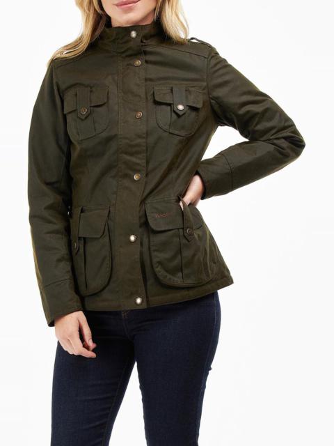 Barbour Barbour Winter Defense Water Reistant Waxed Cotton Jacket in Olive/Classic at Nordstrom