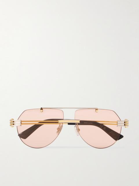 Bottega Veneta Aviator-Style Gold- and Silver-Tone Sunglasses