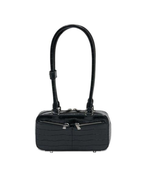 self-portrait crocodile-embossed leather shoulder bag