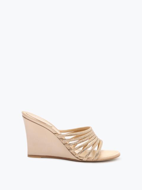 RENE CAOVILLA FULL TRIM POWDER PINK WEDGE SANDAL 80