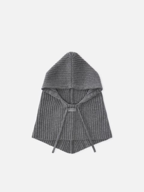 PINKO RIBBED BALACLAVA WITH DRAWSTRING