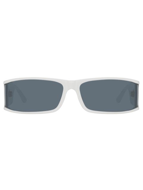 LINDA FARROW MYA RECTANGULAR SUNGLASSES IN WHITE