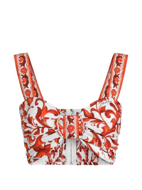 Dolce & Gabbana Majolica-print poplin bustier top